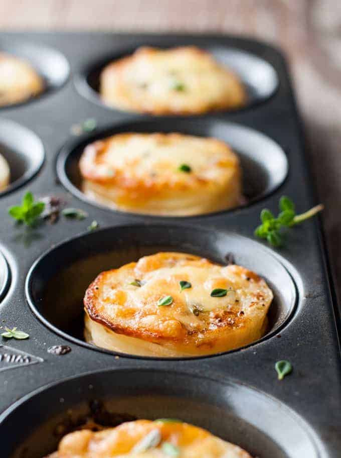 Mini Potato Recipe
 Cheesy Mini Potato Gratin Stacks Muffin Tin