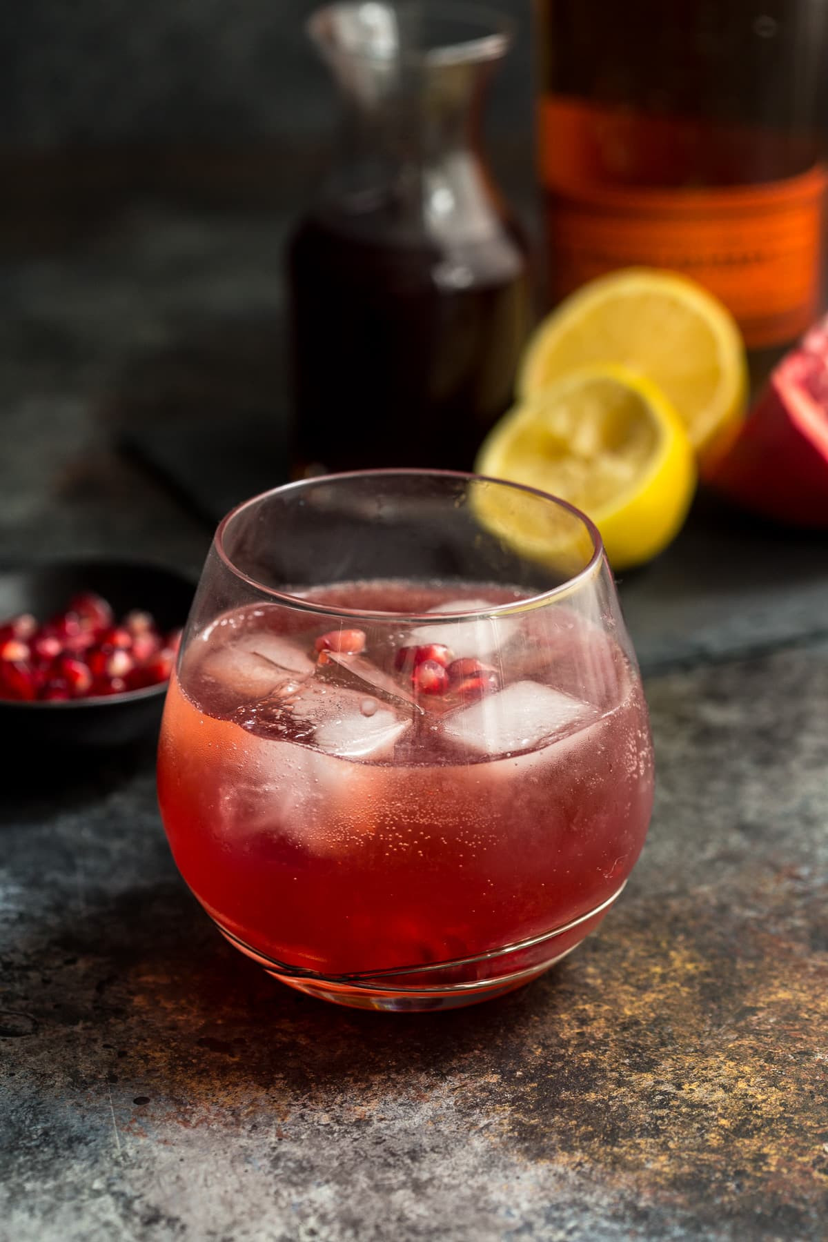 Mixed Drinks With Bourbon
 Pomegranate Whiskey Sour