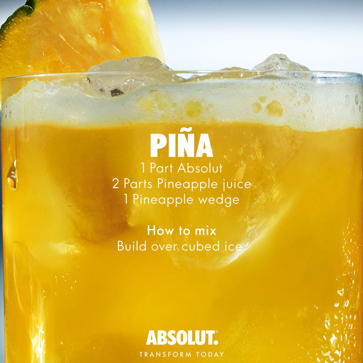 Mixed Drinks With Vodka And Pineapple Juice
 Cocktail Recipes Pina 1 Part Absolut Vodka 2 Parts