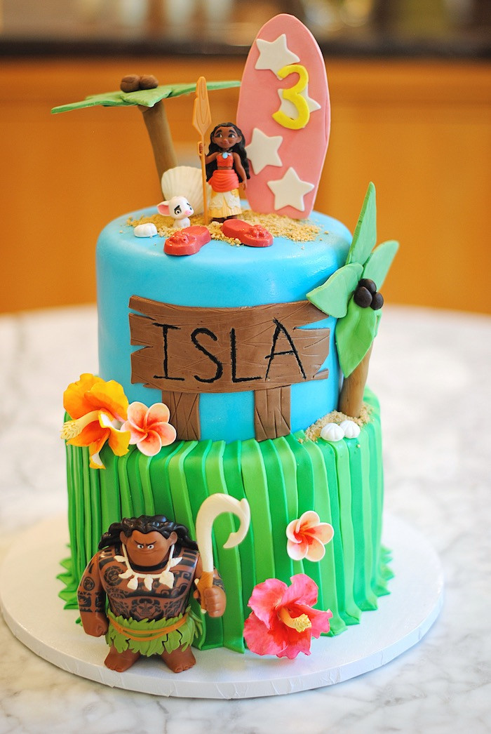 Moana Birthday Cake Ideas
 Kara s Party Ideas Moana Hawaiian Luau Birthday Party