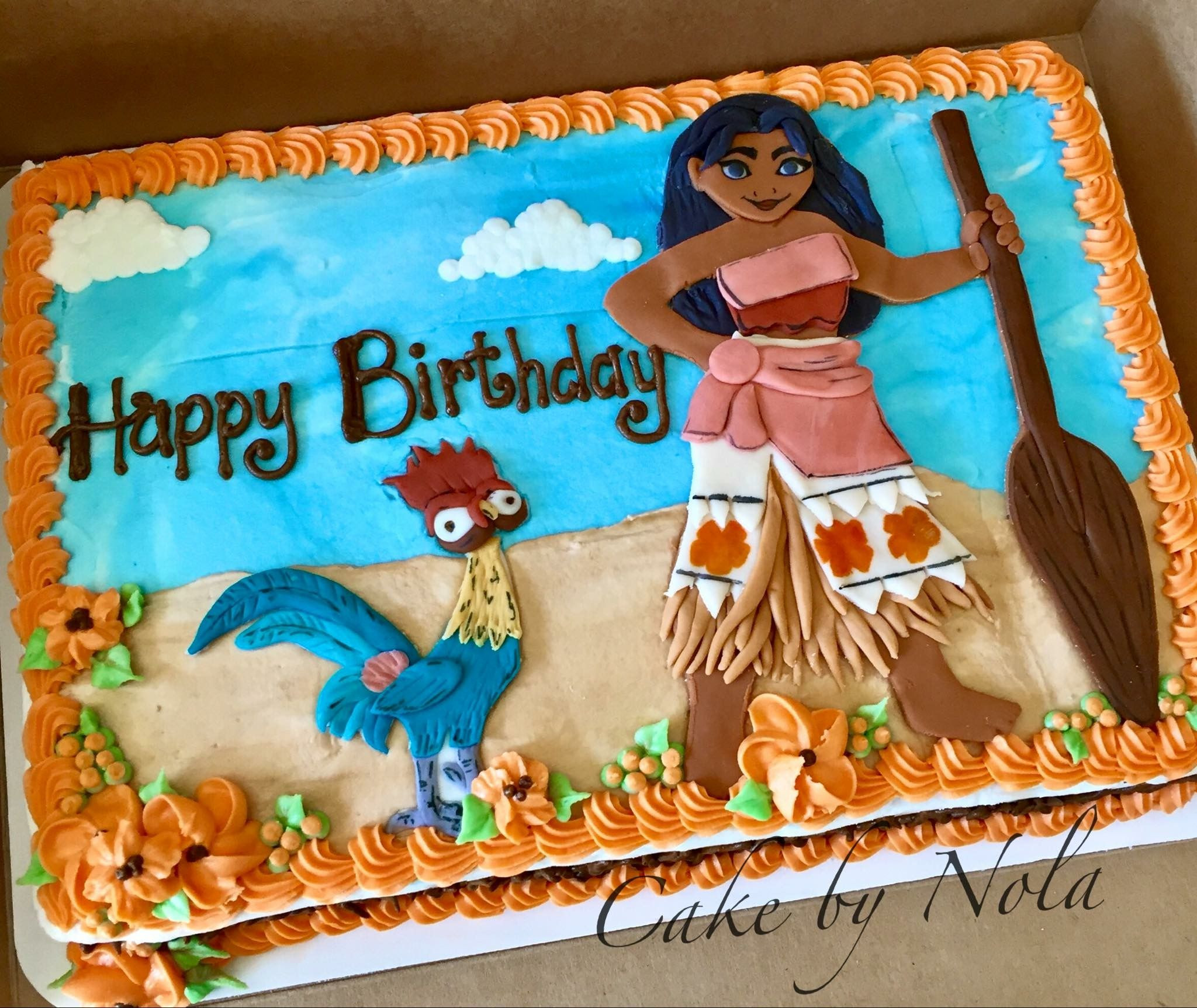 Moana Sheet Cake
 The chicken lives Moana themed cake moana birthdaycake