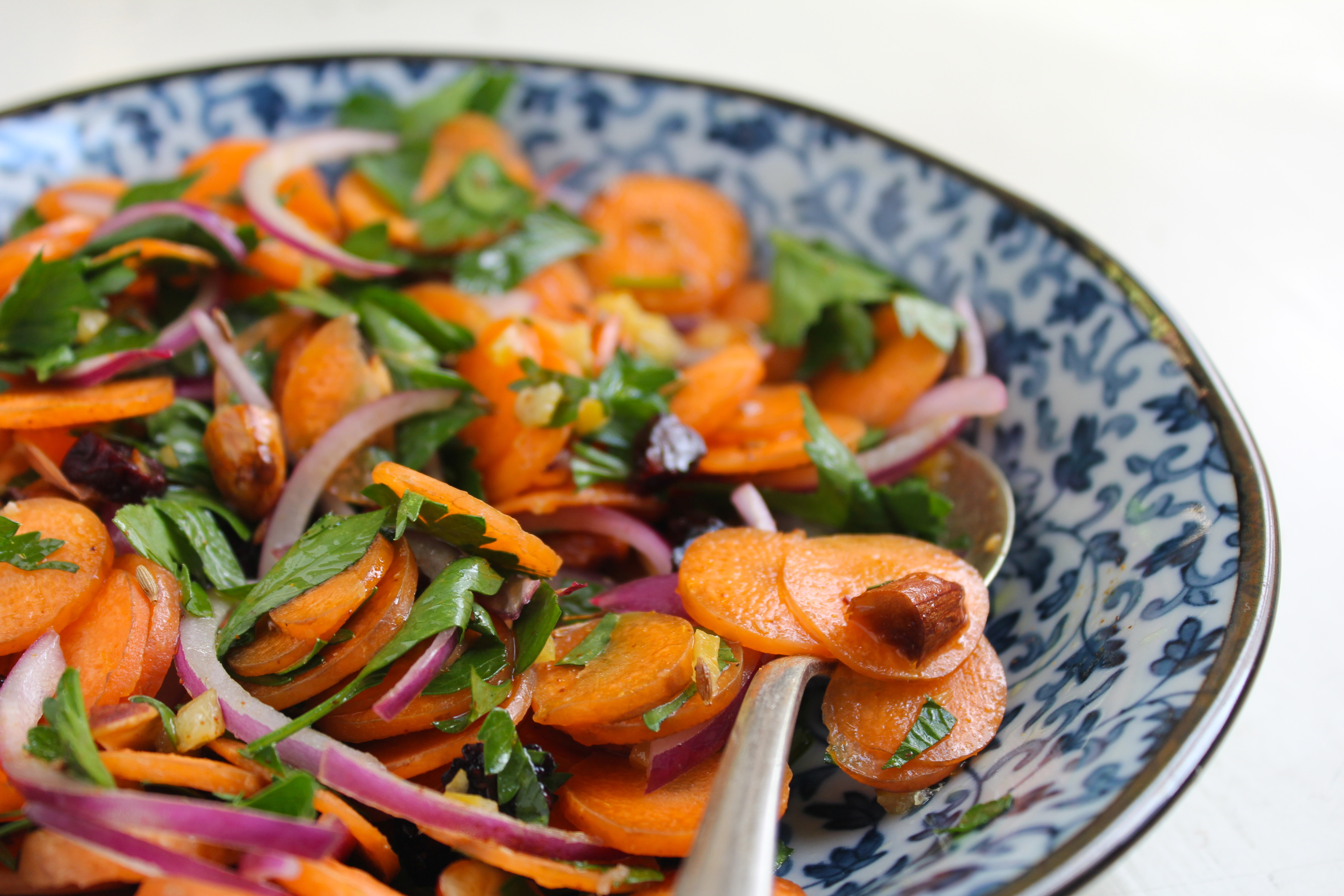 Moroccan Carrot Salad
 Spice Roasted Chickpeas Herbed Freekeh & Moroccan Carrot