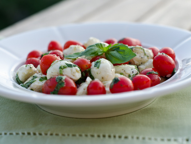 Mozzarella Tomato Salad
 Marinated Mozzarella Cherry Tomato and Basil Salad