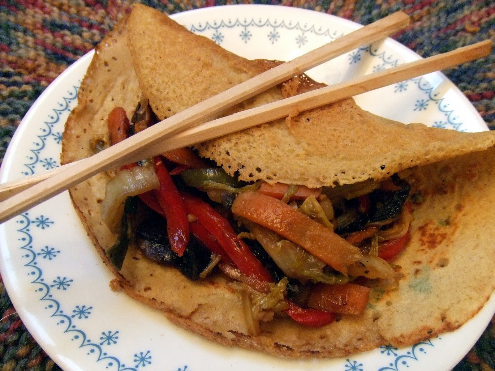 Mu Shu Pancakes
 VeganMoFo "M" is for Moo Shu Ve ables with 5 Spice