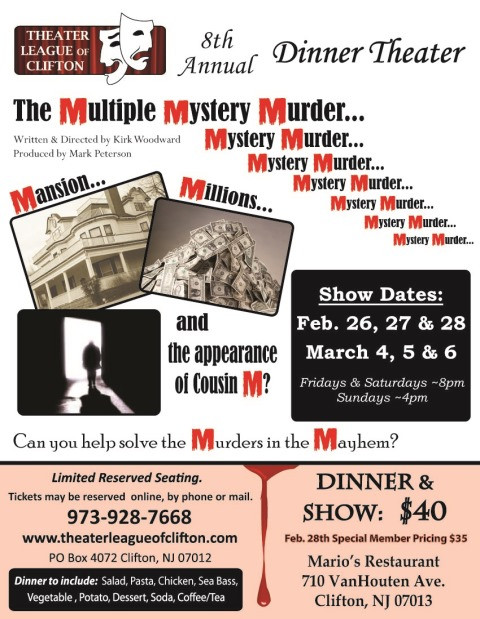 Murder Mystery Dinner Nj
 New Jersey Footlights Multiple Mystery Murder at TLC s