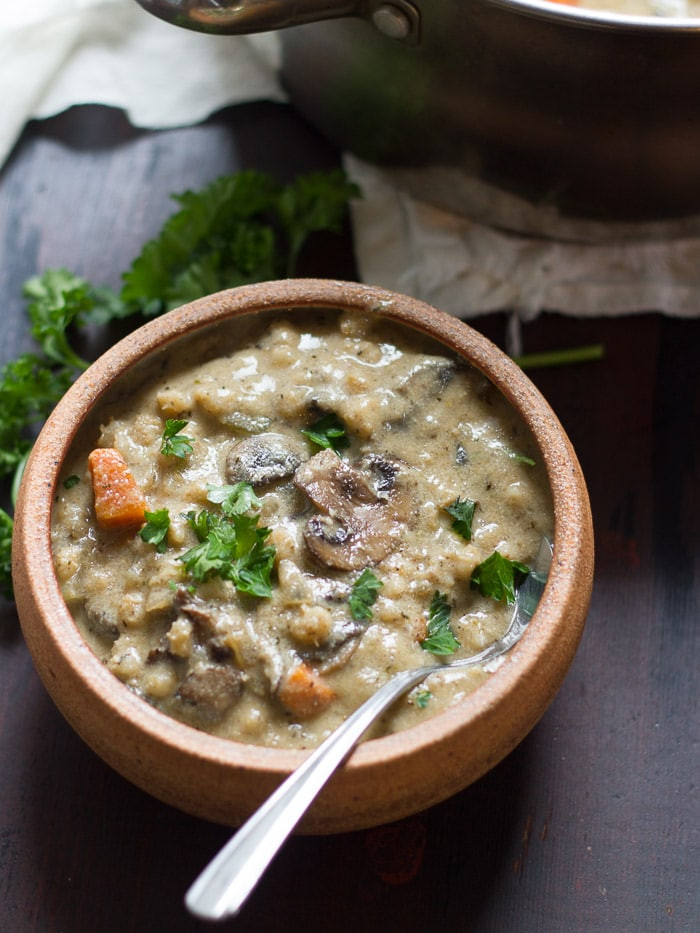 Mushroom And Barley Soup
 Creamy Vegan Mushroom Barley Soup Connoisseurus Veg