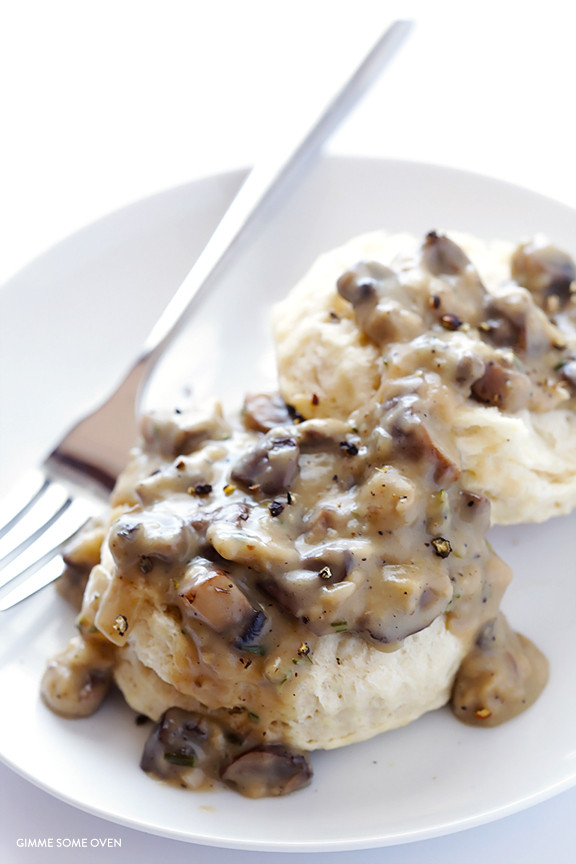 Mushroom Gravy Vegan
 Biscuits and Mushroom Gravy Vegan Almond Breeze