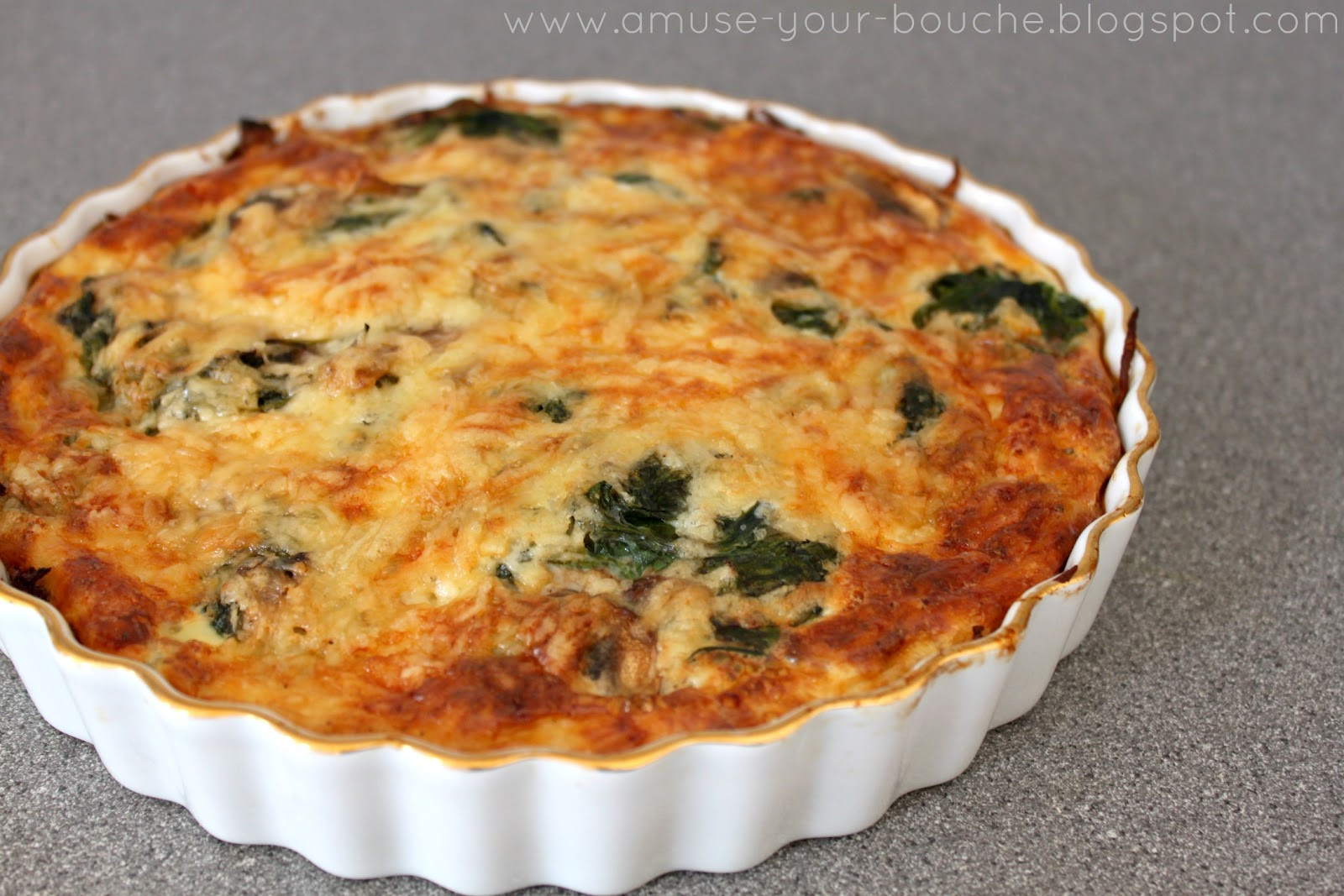 Mushroom Quiche Recipe
 Spinach and mushroom quiche with potato hash crust Amuse