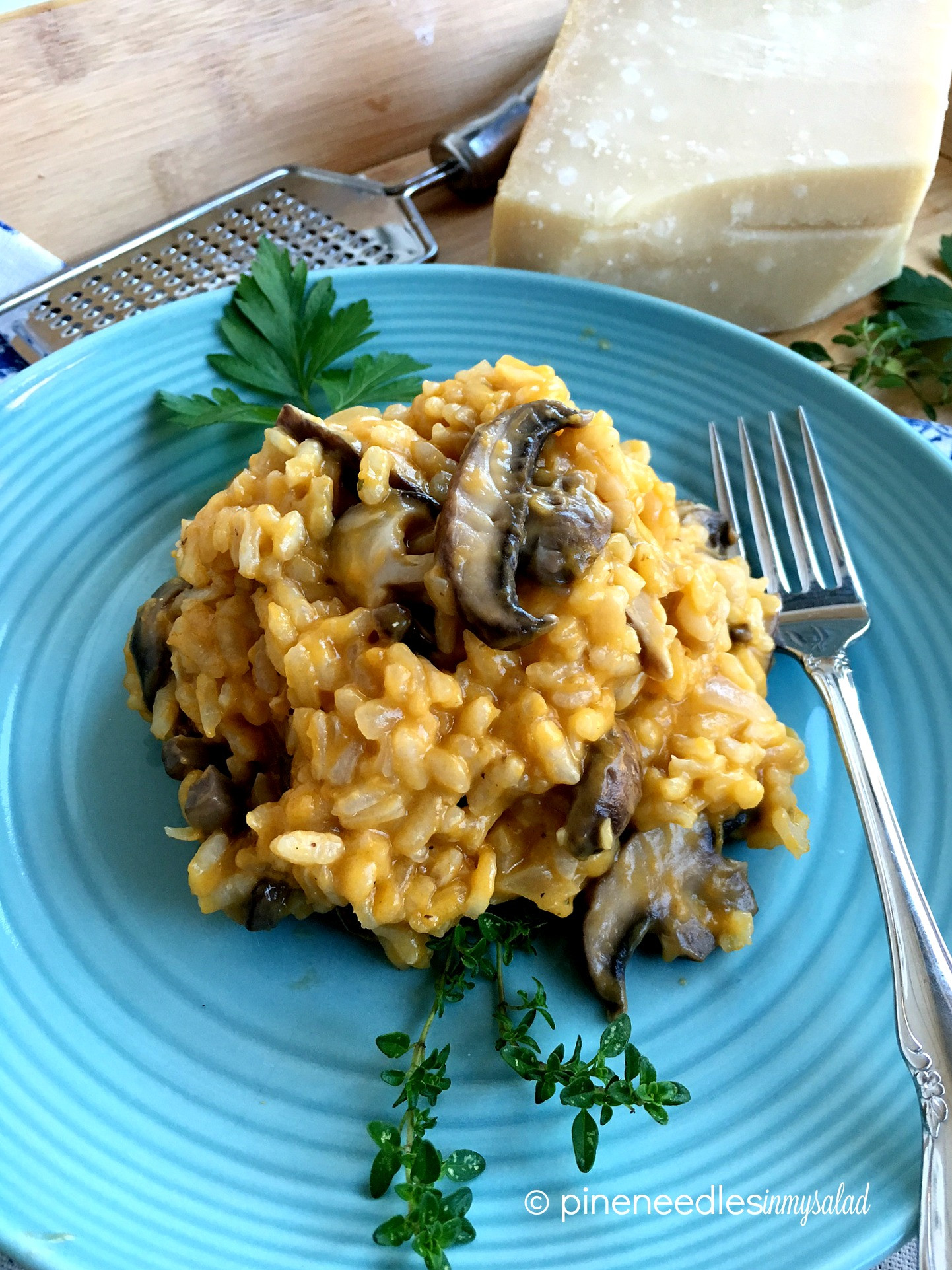 Mushroom Risotto Recipe
 Butternut squash and mushroom risotto Pine needles in my