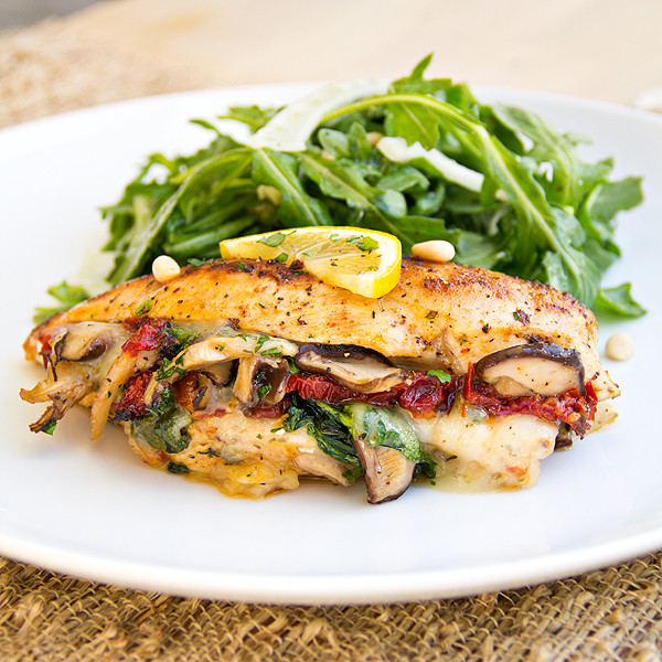 Mushroom Stuffed Chicken
 Stuffed Chicken Breast with Provolone Spinach and Shitake