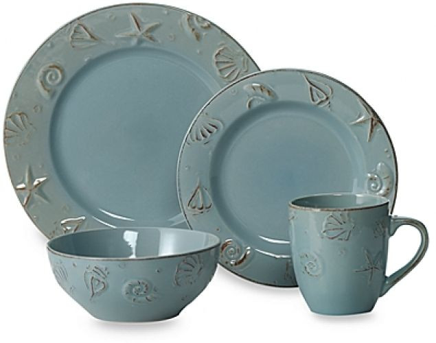 Nautical Dinner Ware
 16 Pc Dinnerware Set Thomson blue Pottery Cape Cod