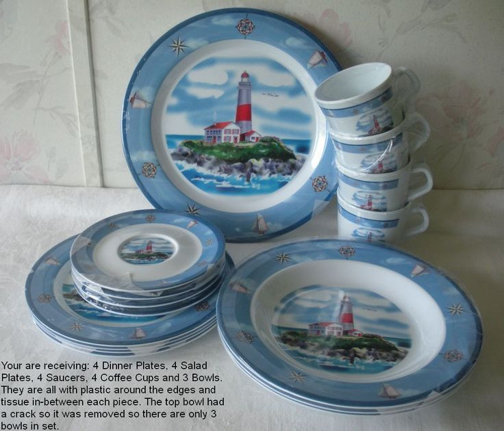 Nautical Dinner Ware
 Nautical Breeze 19 Pc Melamine Dinnerware Set NEW