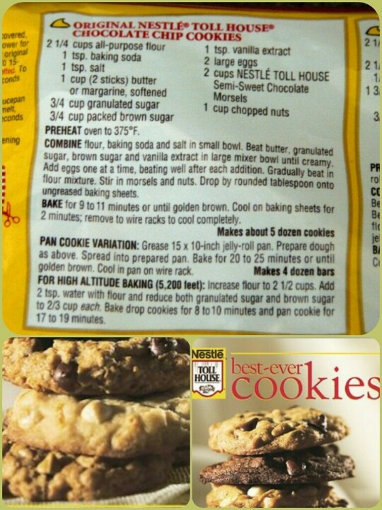 Nestle Toll House Chocolate Chip Cookies
 Original NESTLE TOLL HOUSE Dark Chocolate Chip Cookies