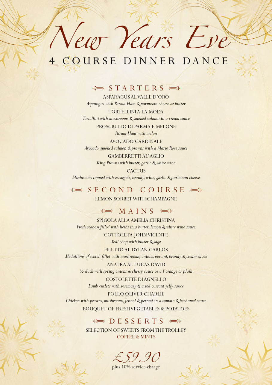 New Year Day Dinner Menu
 New Year’s Eve Menu