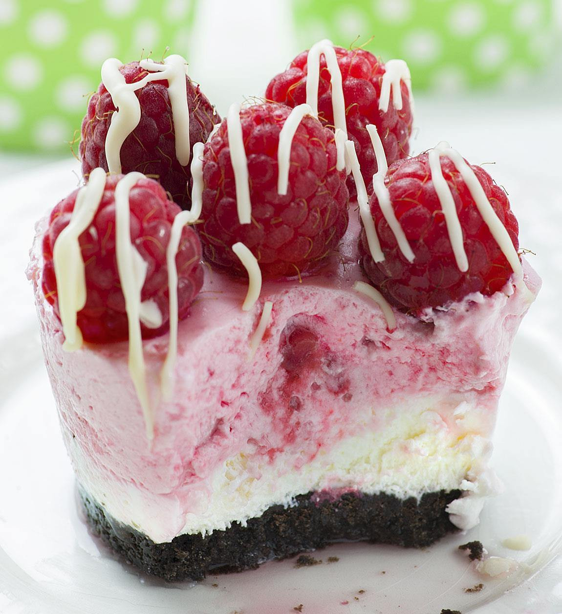 No Bake Chocolate Desserts
 No Bake Mini Raspberry Cheesecakes with Oreo Crust