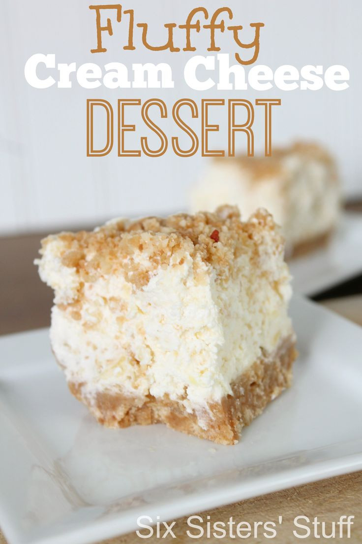 No Bake Cream Cheese Desserts
 Fluffy Cream Cheese Dessert Vanilla Wafer Crust topped