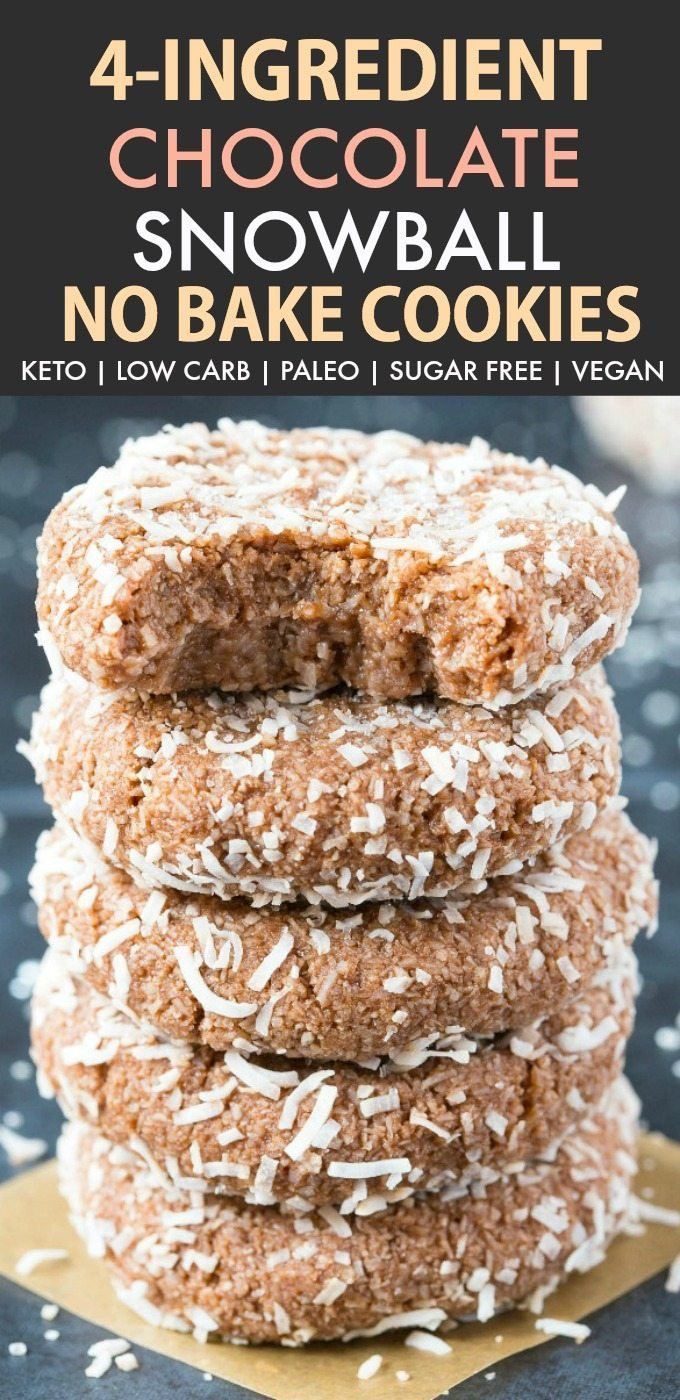 No Bake Keto Cookies
 4 Ingre nt Paleo Vegan Chocolate Snowball Cookies Keto