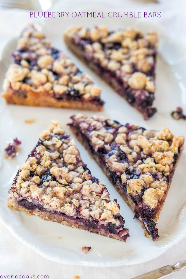 Oatmeal Dessert Recipes
 Blueberry Oatmeal Crumble Bars Averie Cooks