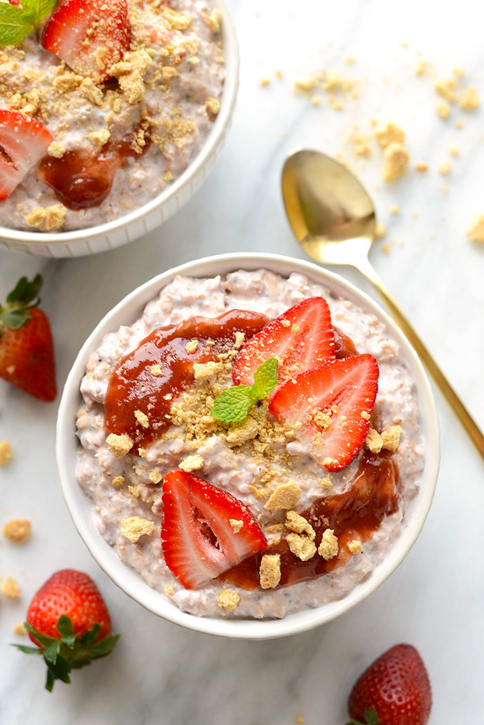 Oats For Breakfast
 Strawberry Cheesecake Overnight Oats Fit Foo Finds
