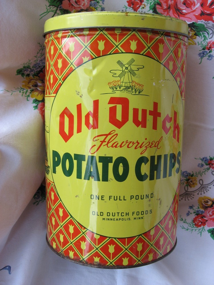 Old Dutch Potato Chips
 Big Vintage Old Dutch Potato Chip Tin