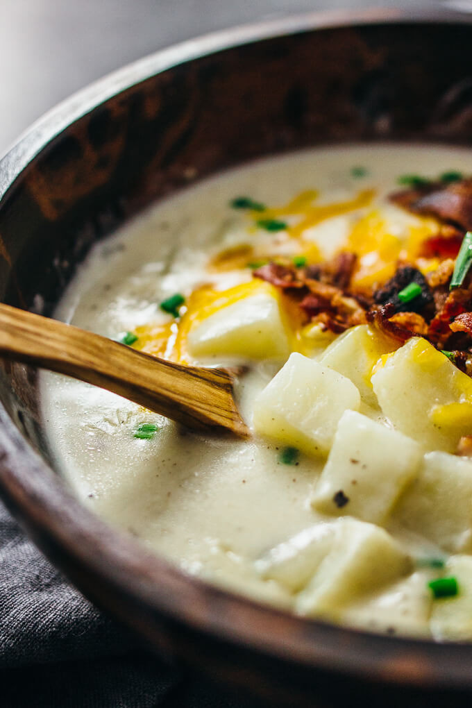 Old Fashioned Potato Soup
 Creamy potato soup with bacon and cheddar savory tooth