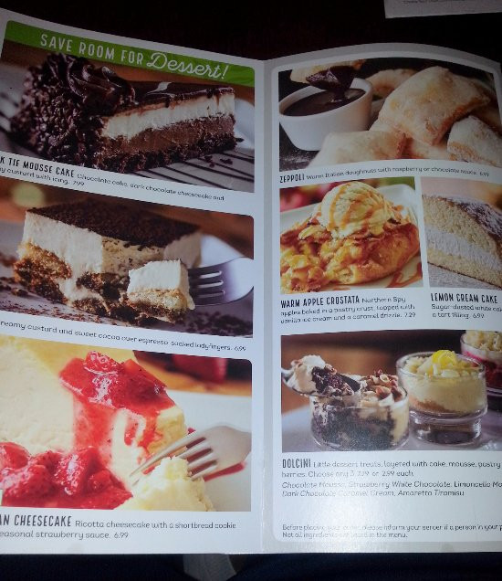 Olive Garden Desserts Menu
 Olive Garden Lincolnwood Menu Prices & Restaurant