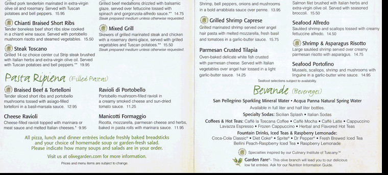 Olive Garden Dinner Menu
 Olive Garden Italian Restaurant Champaign Restaurant