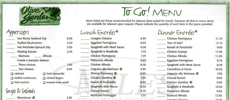 Olive Garden Dinner Menu
 Olive Garden Menu And Prices 7 Best Olive