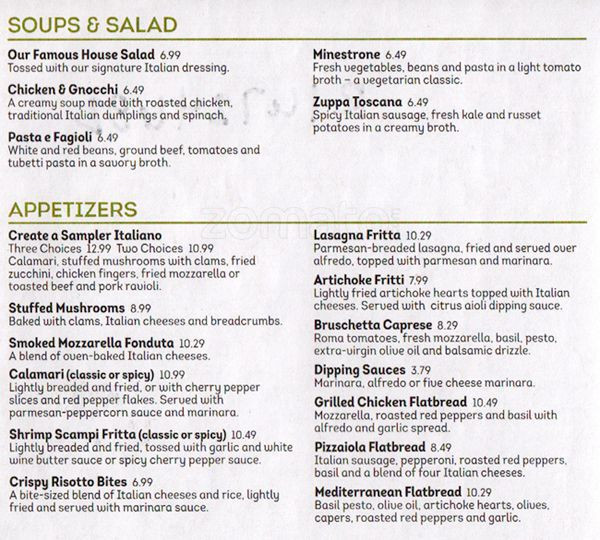 Olive Garden Dinner Menu
 olive garden menu