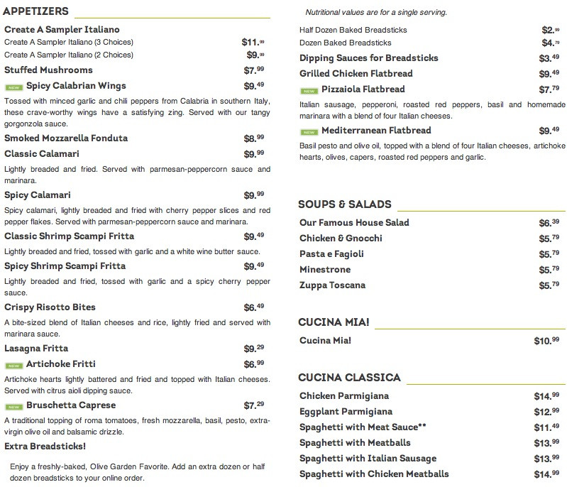 Olive Garden Dinner Menu
 olive garden menu to go pdf