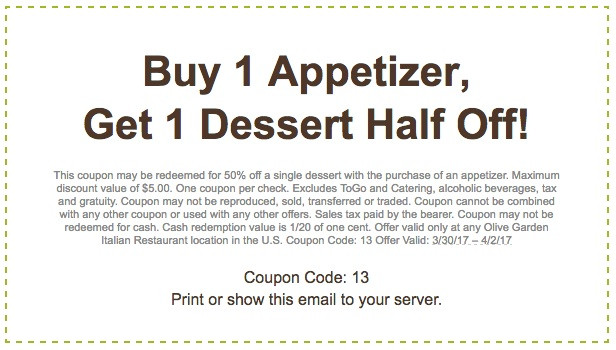 Olive Garden Free Appetizer Coupon
 Olive Garden Coupons Printable Coupons 2019