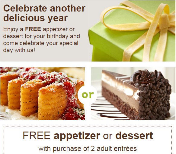 Olive Garden Free Dessert Coupon
 NEW Olive Garden fers FREE Dessert or Appetizer & Buy