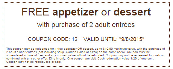 Olive Garden Free Dessert Coupon
 Olive Garden $5 99 Unlimited Soup Salad & Breadsticks