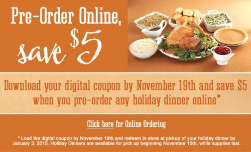 Order Christmas Dinner
 $5 f Kroger Holiday Dinner When You Pre Order