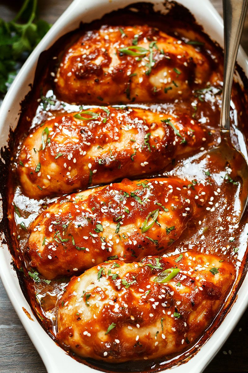 Oven Baked Chicken Recipe
 Baked Chicken Breasts with Sticky Honey Sriracha Sauce