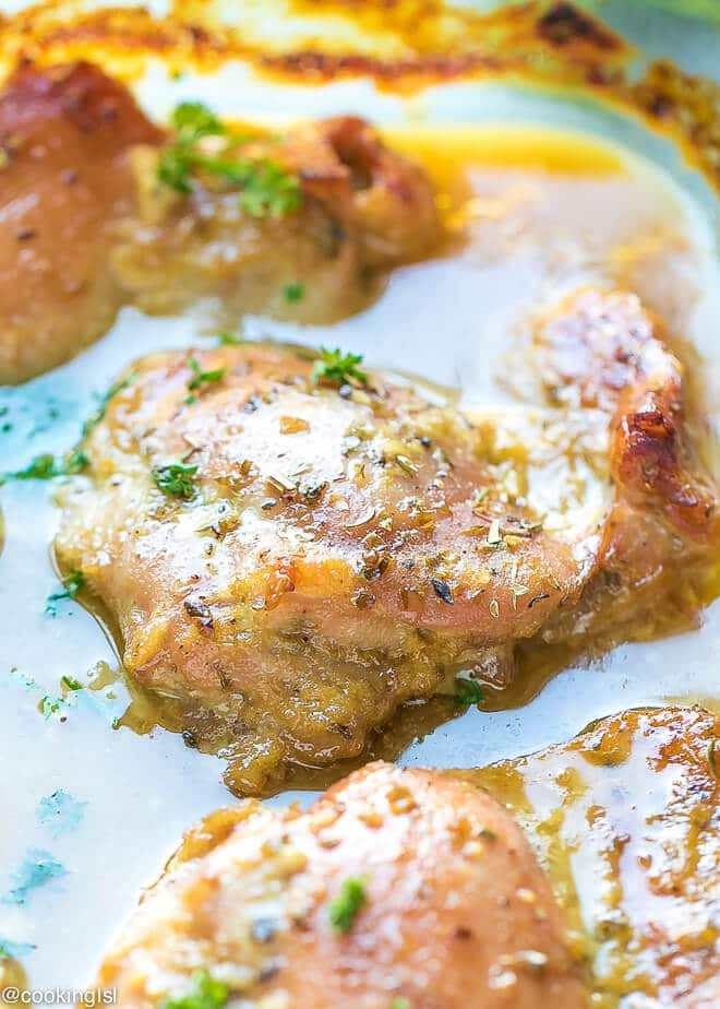 Oven Baked Chicken Thighs
 Easy Oven Baked Honey Mustard Chicken Thighs Recipe