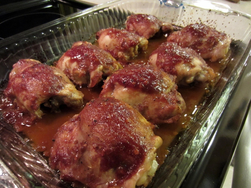 Oven Bbq Chicken Thighs
 Gooey Baked BBQ Chicken Thighs