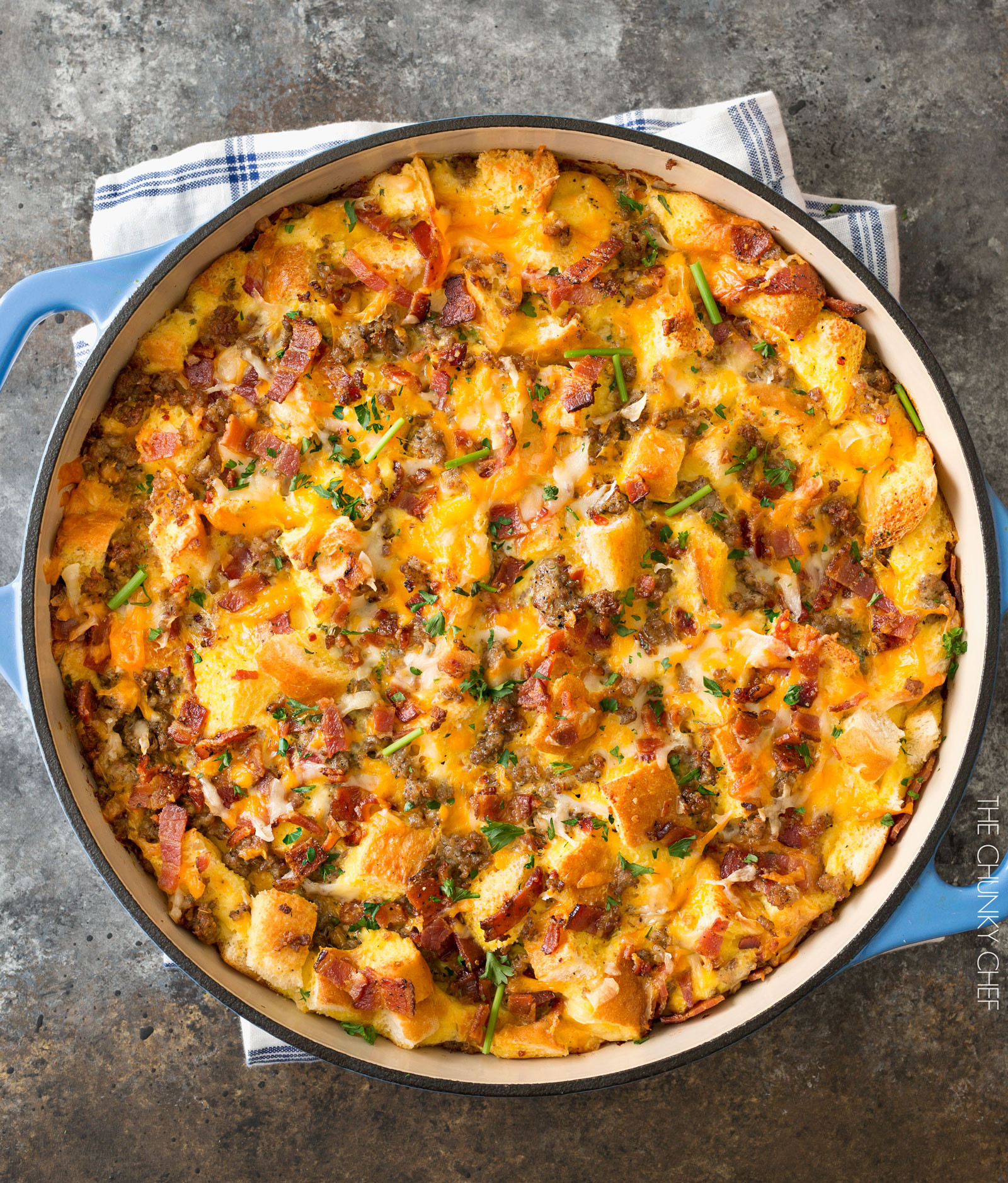 Overnight Breakfast Strata Recipe Easy Overnight Breakfast Strata The Chunky Chef