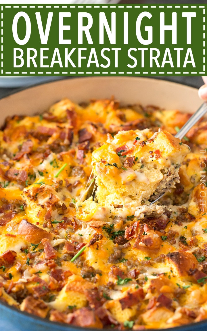 Overnight Breakfast Strata Recipe Easy Overnight Breakfast Strata The Chunky Chef