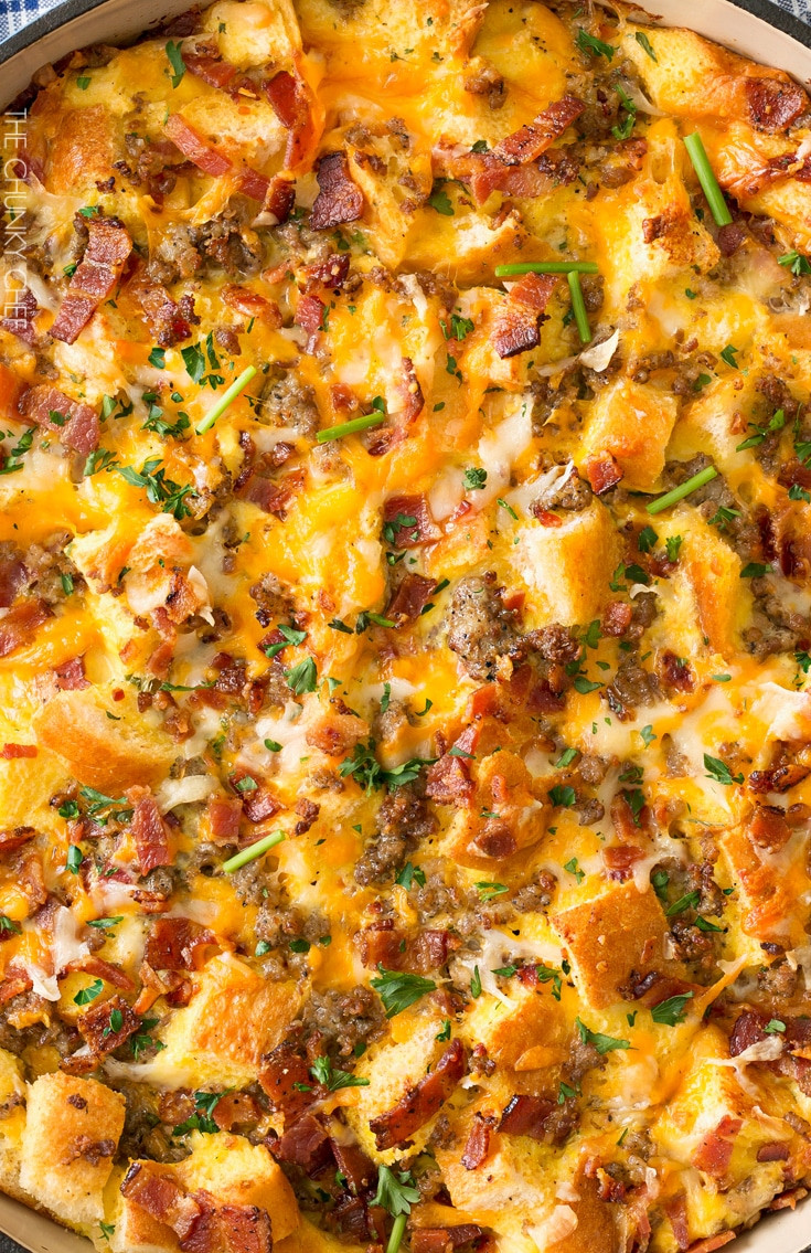 Overnight Breakfast Strata Recipe Easy Overnight Breakfast Strata The Chunky Chef