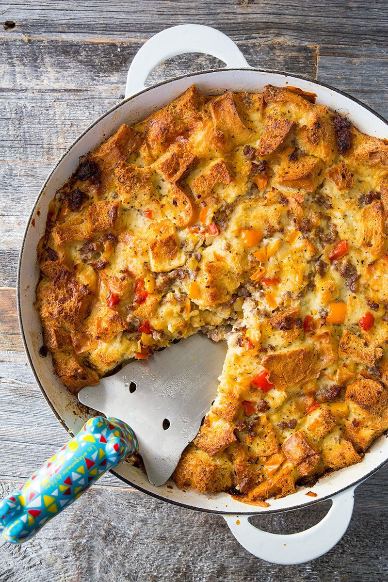 Overnight Breakfast Strata Recipe Sausage & Peppers Overnight Breakfast Strata The Kitchen