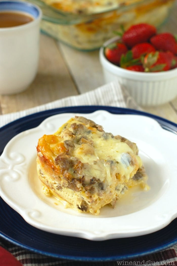 Overnight Breakfast Strata Recipe Sausage and Mushroom Overnight Breakfast Strata Wine & Glue