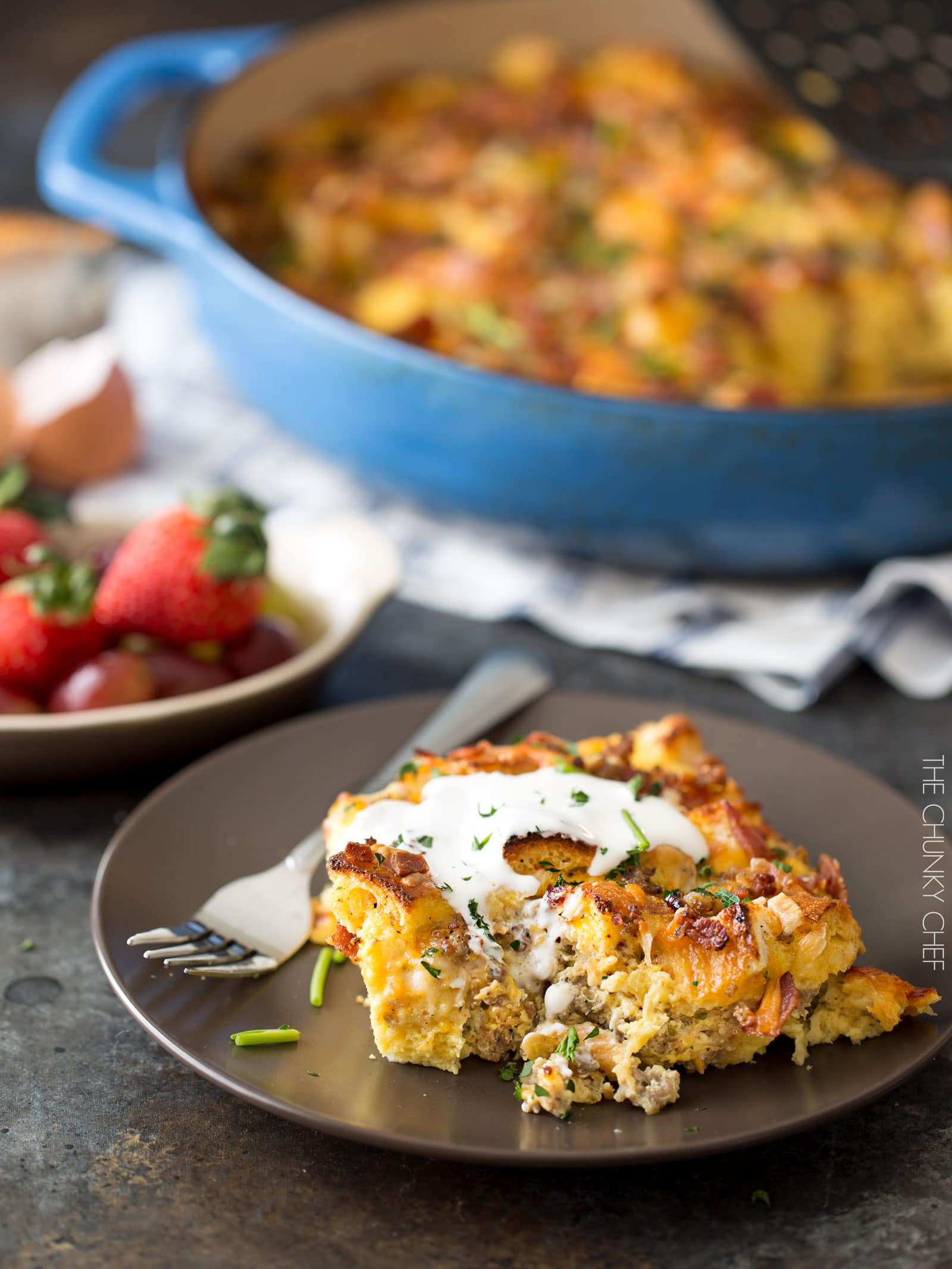 Overnight Breakfast Strata Recipe Easy Overnight Breakfast Strata The Chunky Chef