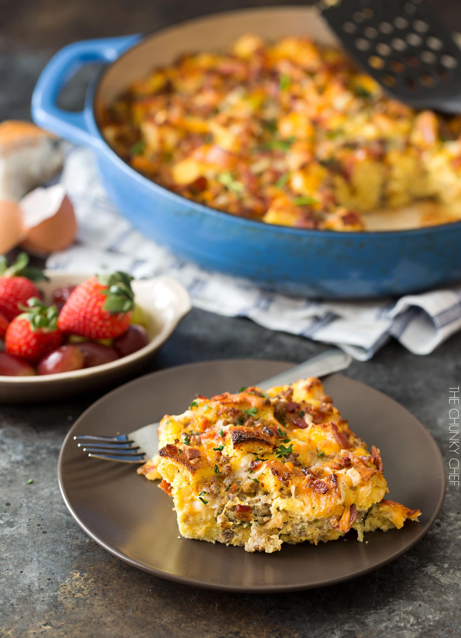 Overnight Breakfast Strata Recipe Easy Overnight Breakfast Strata The Chunky Chef