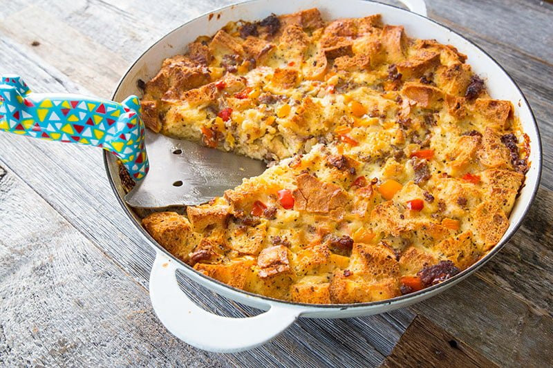 Overnight Breakfast Strata Recipe Sausage & Peppers Overnight Breakfast Strata The Kitchen