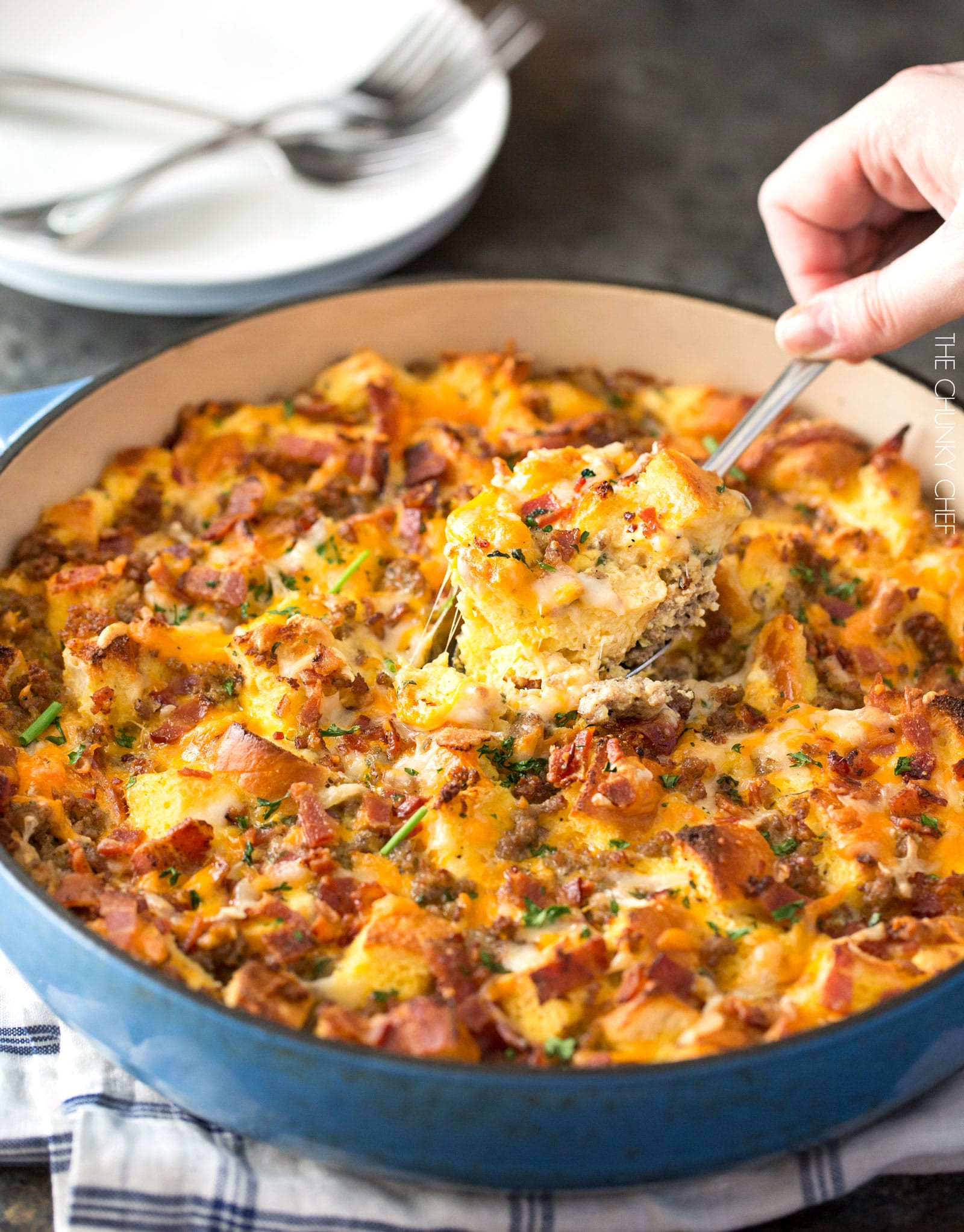 Overnight Breakfast Strata Recipe Easy Overnight Breakfast Strata The Chunky Chef