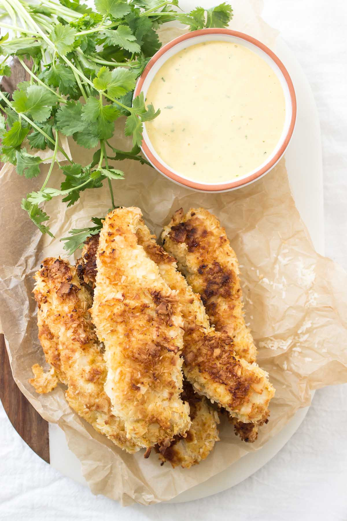 Paleo Chicken Tenders
 Paleo Coconut Chicken Tenders with Mango Honey Mustard