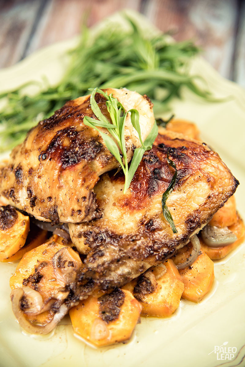 Paleo Chicken Thighs
 Roasted Chicken Thighs with Sweet Potatoes