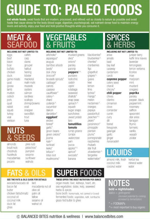 Paleo Diet Food List
 Guide to Paleo Foods Cheat Sheet Best Infographics