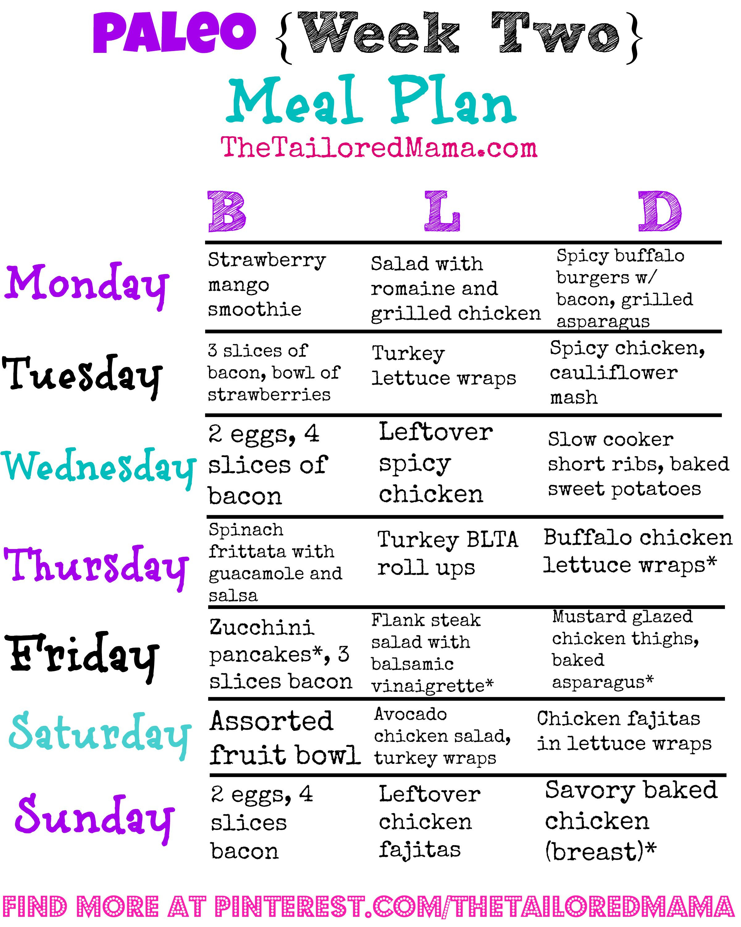 Paleo Diet Meal Plans
 Paleo Week Two Meal Plan perfect for NY resolutions to